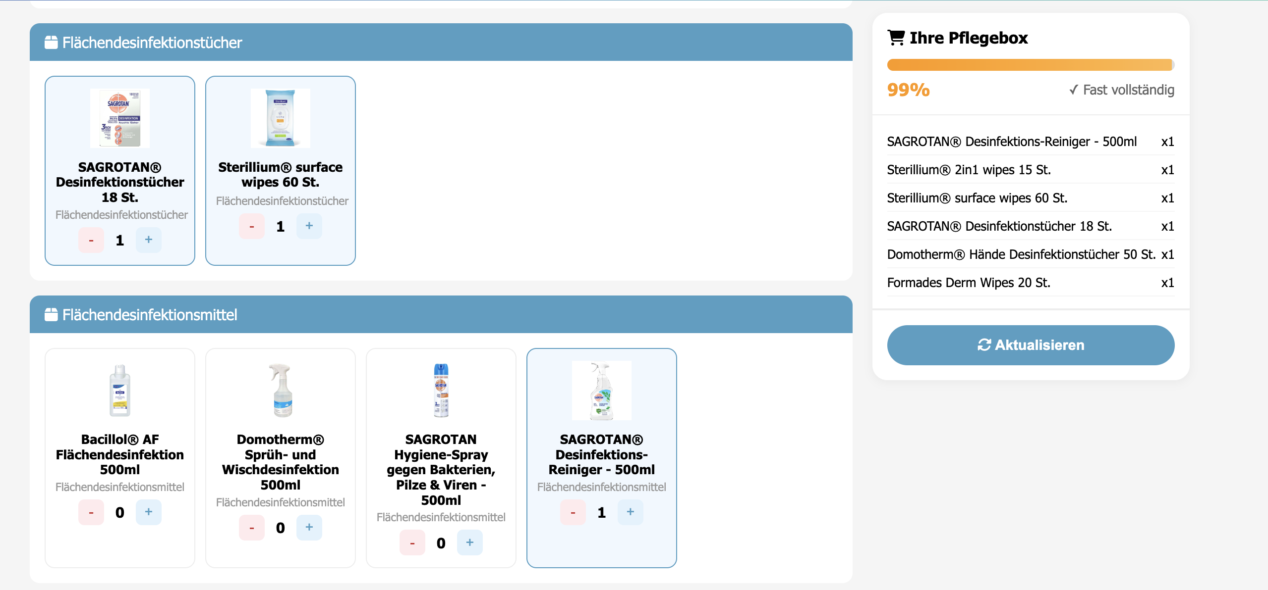 So sieht Ihr Bestellbereich aus